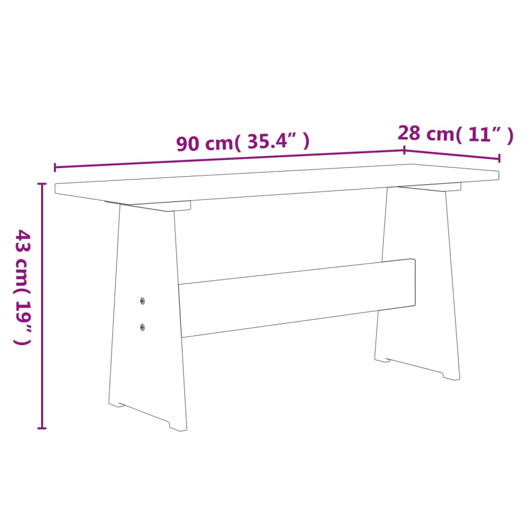 Table à manger avec banc REINE pin massif &amp; gris