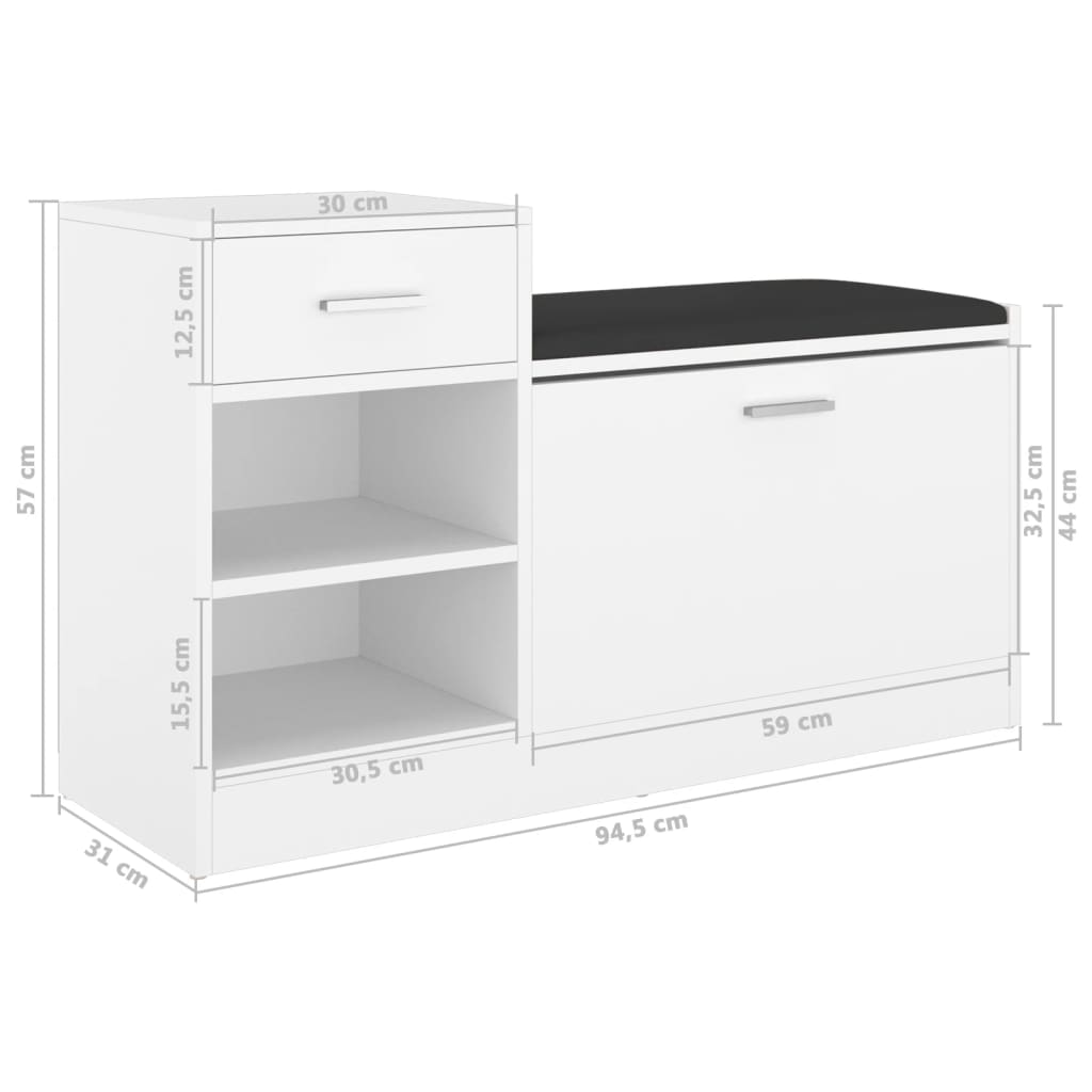 Schoenenbank 94,5x31x57 cm bewerkt hout gerookt eikenkleurig