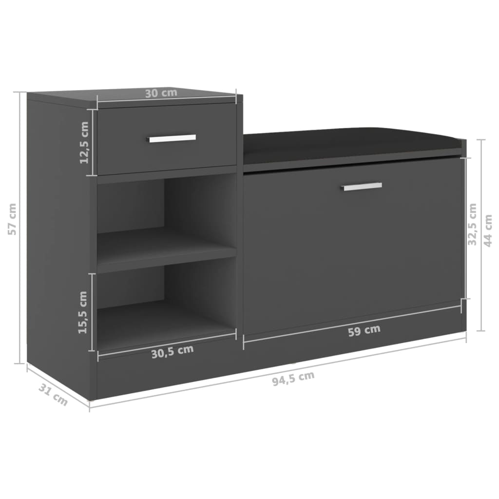 Schoenenbank 94,5x31x57 cm bewerkt hout