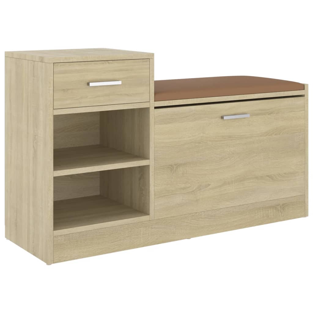 Schoenenbank 94,5x31x57 cm bewerkt hout gerookt eikenkleurig