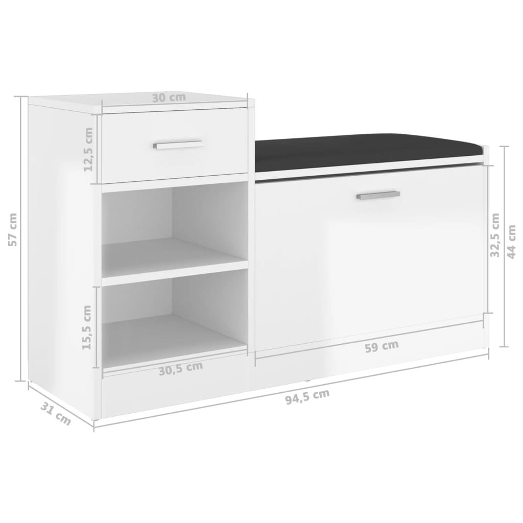 Schoenenbank 94,5x31x57 cm bewerkt hout gerookt eikenkleurig