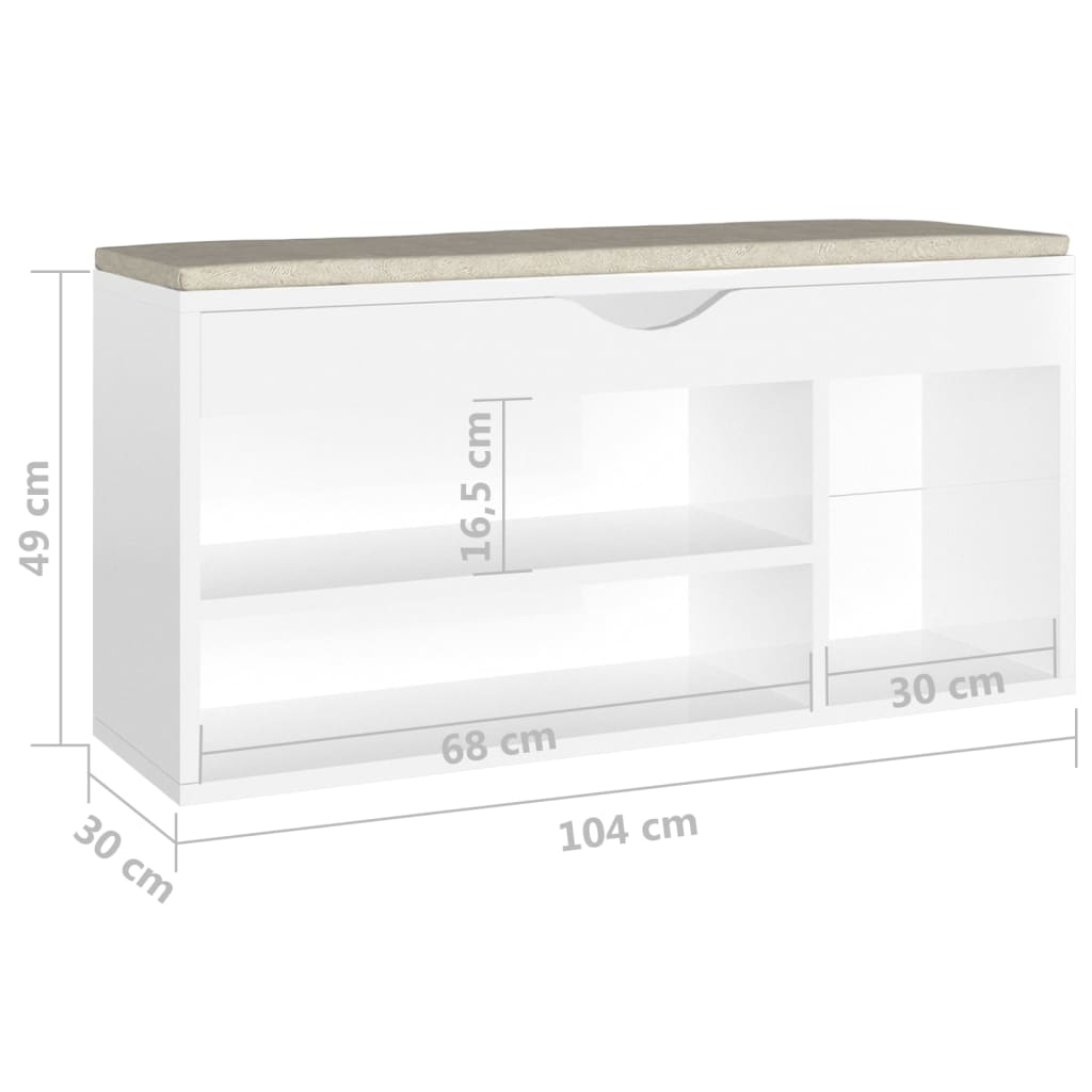 Schoenenbank met kussen 104x30x49 cm bewerkt hout