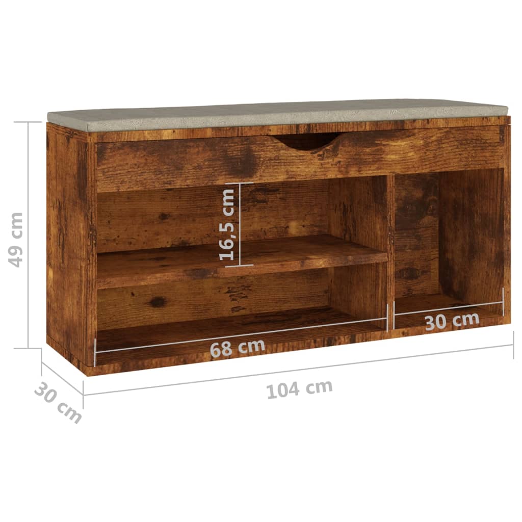 Schoenenbank met kussen 104x30x49 cm bewerkt hout