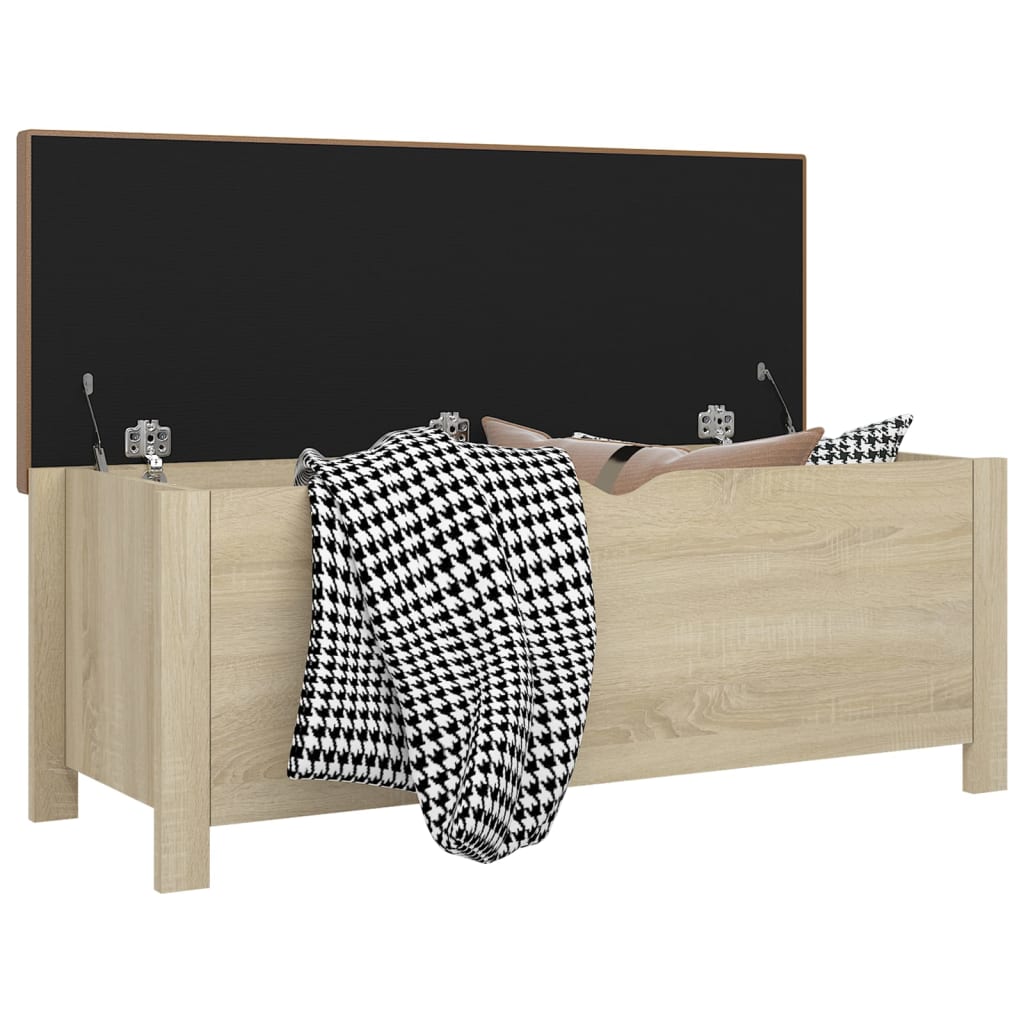 Boîte de rangement avec coussin 105x40x45 cm en bois travaillé