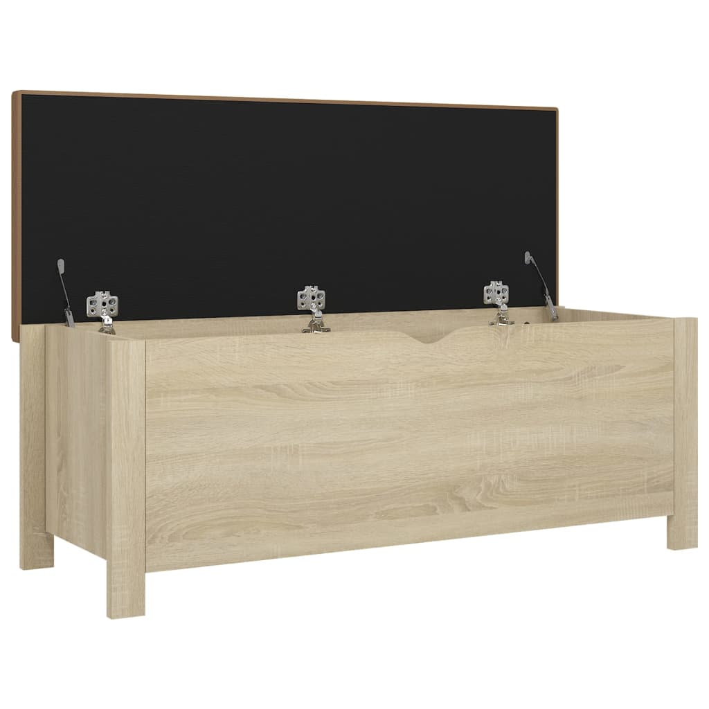 Opbergbox met kussen 105x40x45cm bewerkt hout eikenkleur