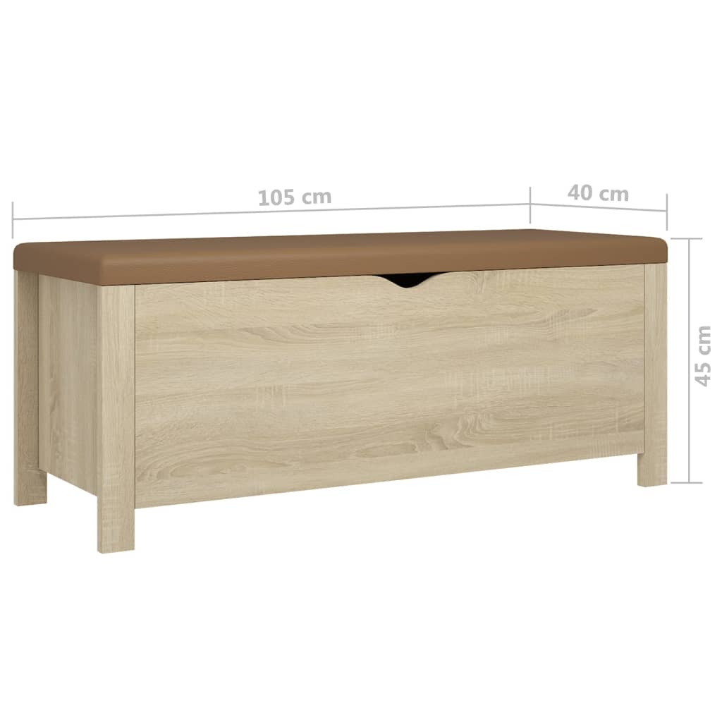 Opbergbox met kussen 105x40x45 cm bewerkt hout