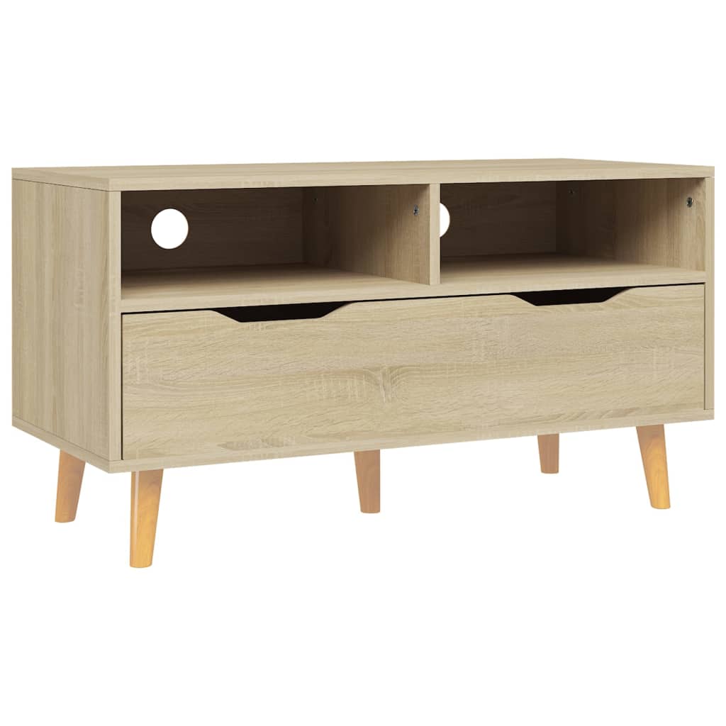 Meuble TV 90x40x48,5 cm ouvré en bois couleur chêne