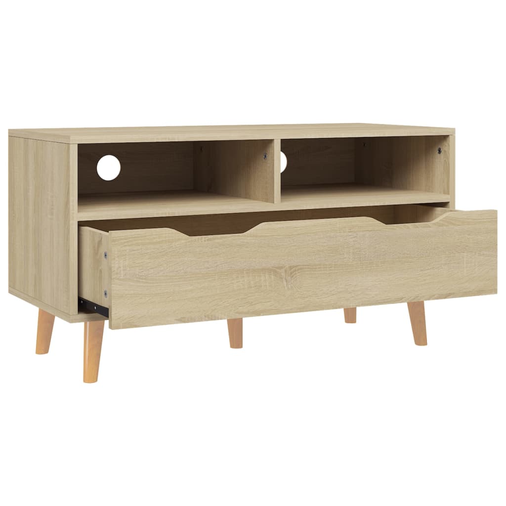 Meuble TV 90x40x48,5 cm ouvré en bois couleur chêne