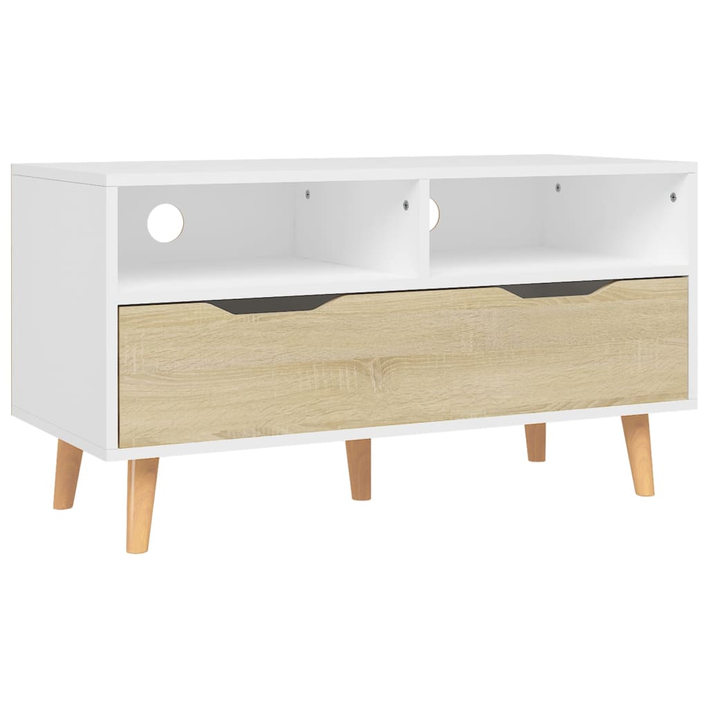 Meuble TV 90x40x48,5 cm ouvré en bois couleur chêne