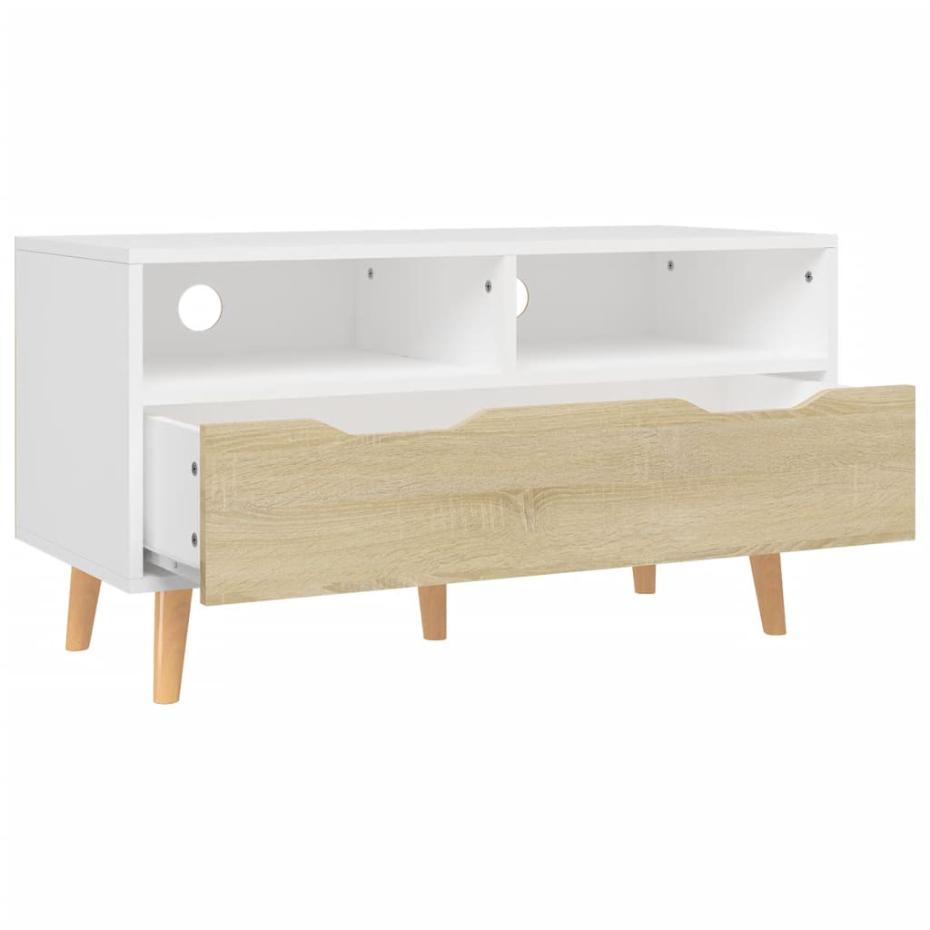 Meuble TV 90x40x48,5 cm ouvré en bois couleur chêne