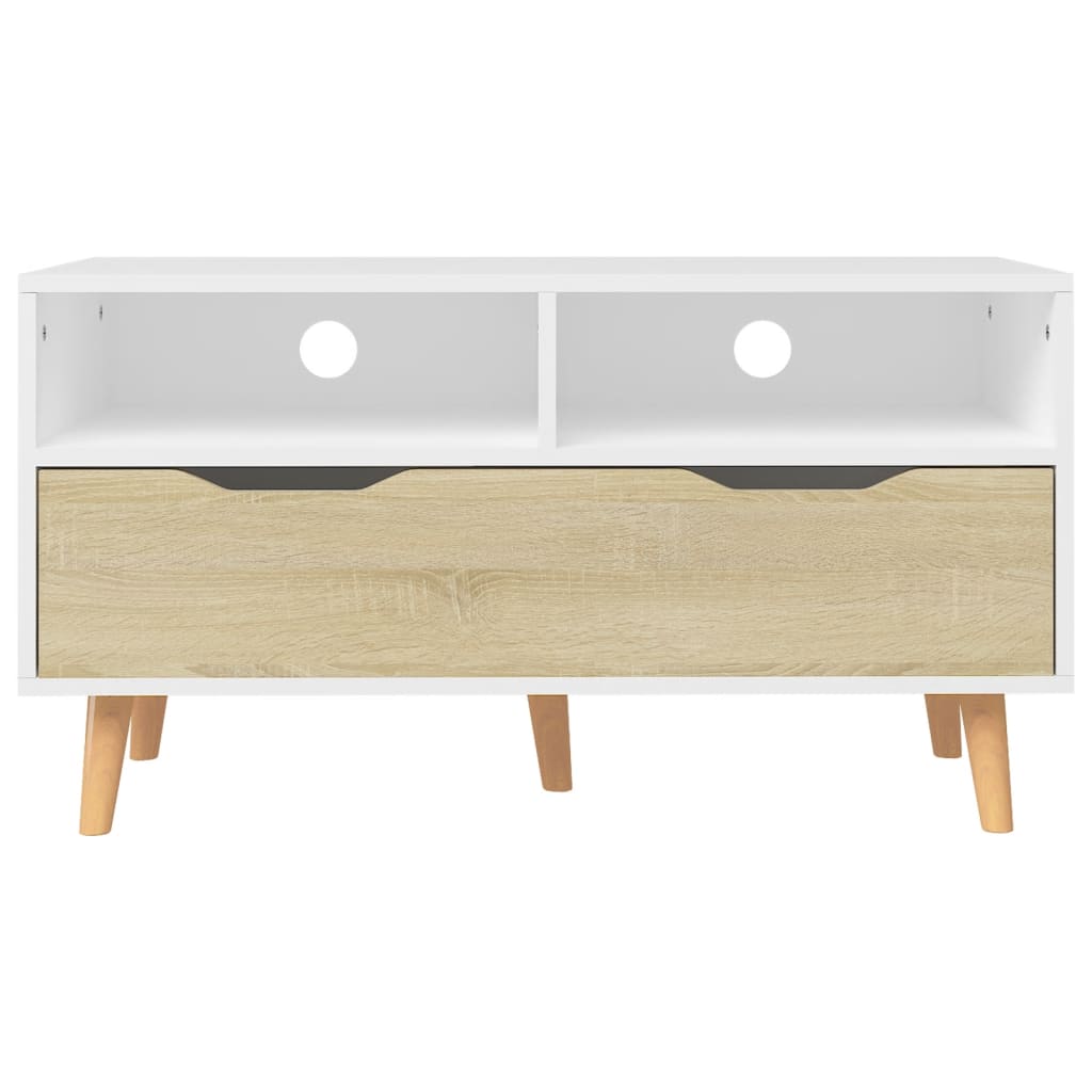 Meuble TV 90x40x48,5 cm ouvré en bois couleur chêne