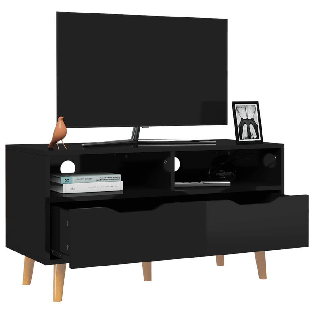 Meuble TV 90x40x48,5 cm ouvré en bois couleur chêne