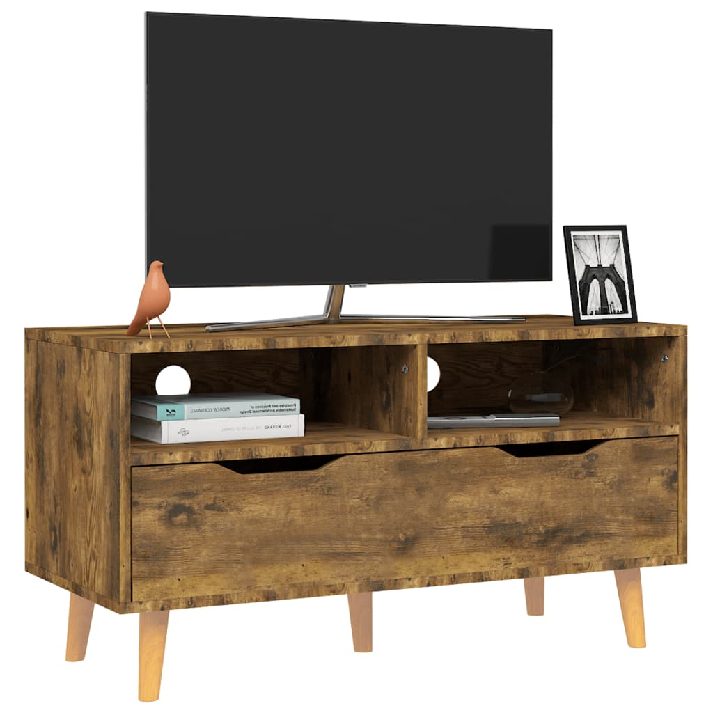 Meuble TV 90x40x48,5 cm ouvré en bois couleur chêne