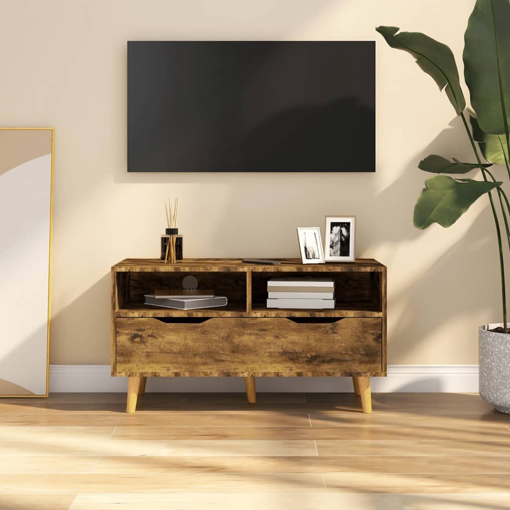 Meuble TV 90x40x48,5 cm ouvré en bois couleur chêne