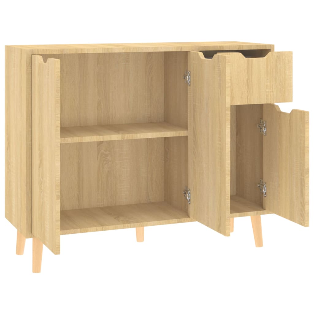 Dressoir 90x30x72 cm bewerkt hout eikenkleurig