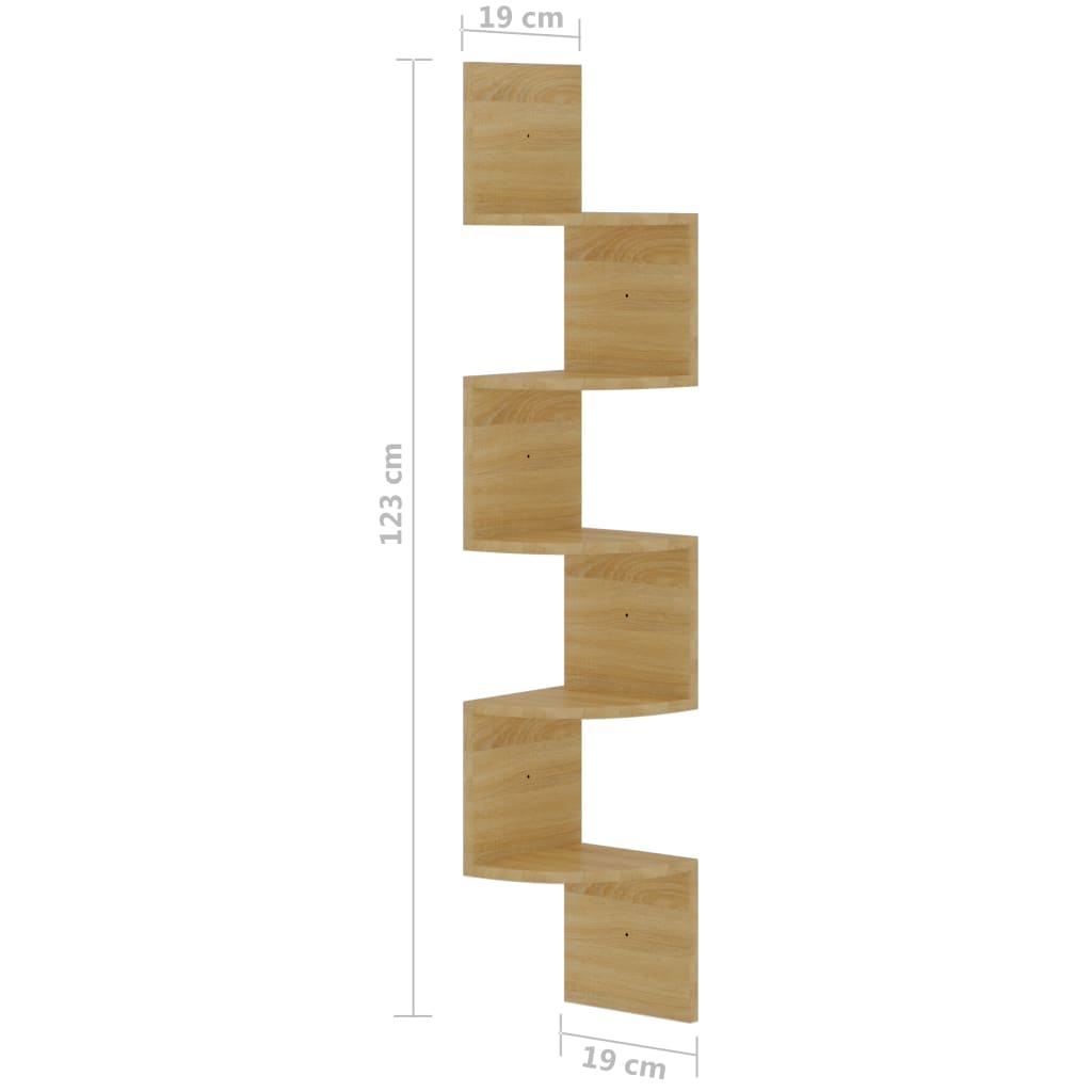 Etagère murale d'angle 19x19x123 cm bois fini