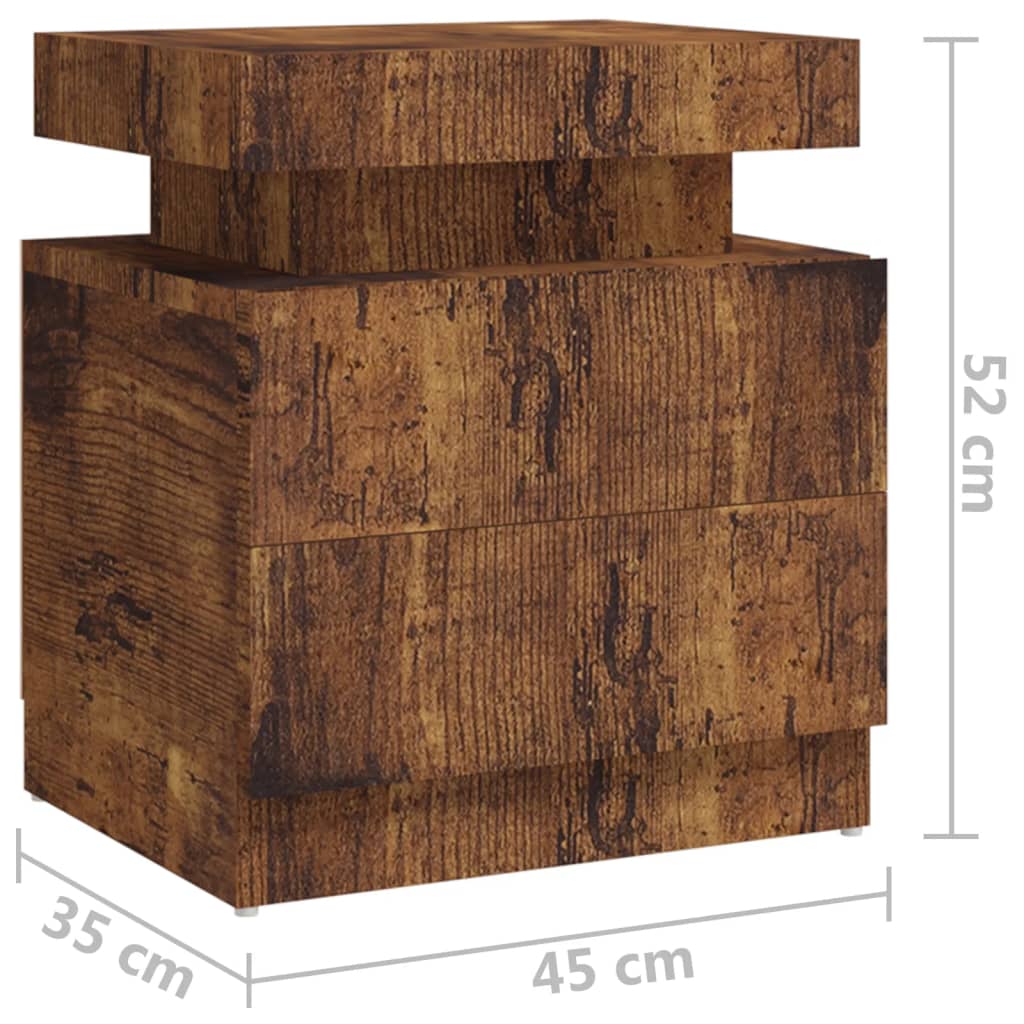 Table de chevet 45x35x52 cm en bois travaillé