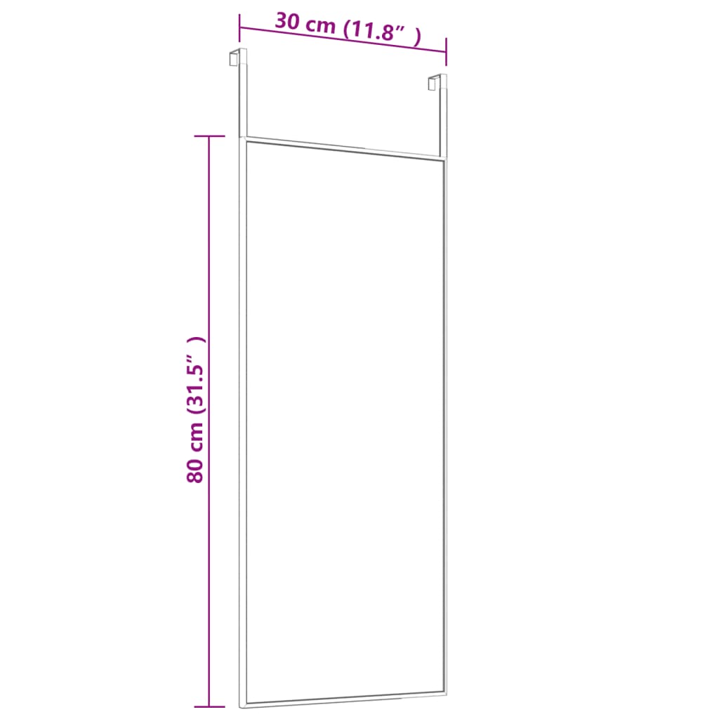 Miroir de porte 30x100 cm verre et aluminium