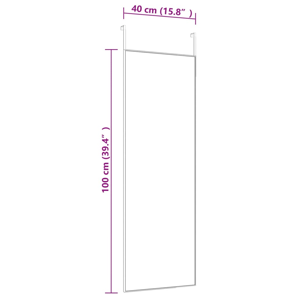 Miroir de porte 30x100 cm verre et aluminium