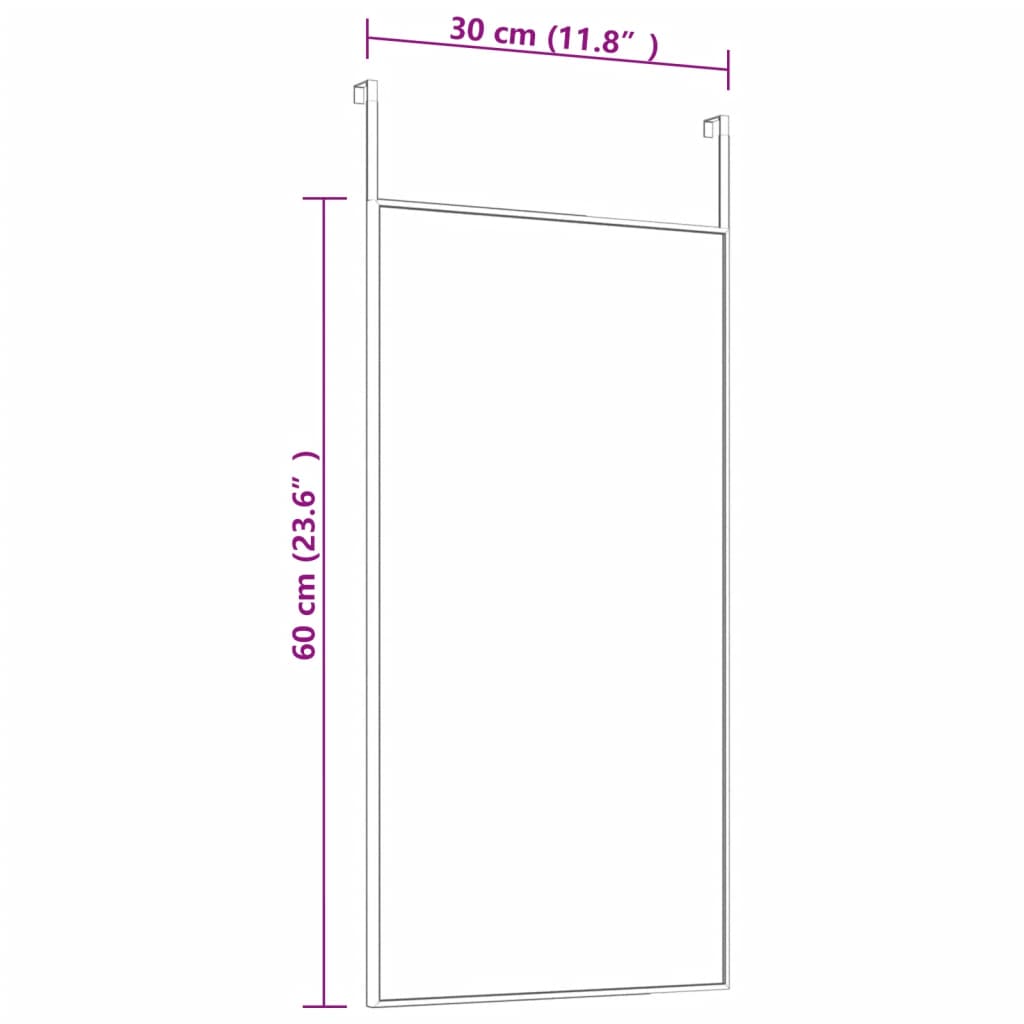 Miroir de porte 30x100 cm verre et aluminium