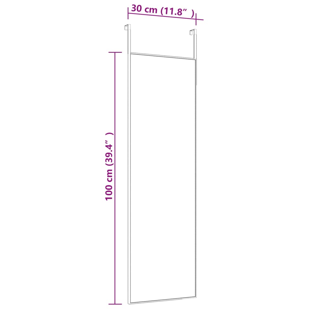 Miroir de porte 30x100 cm verre et aluminium