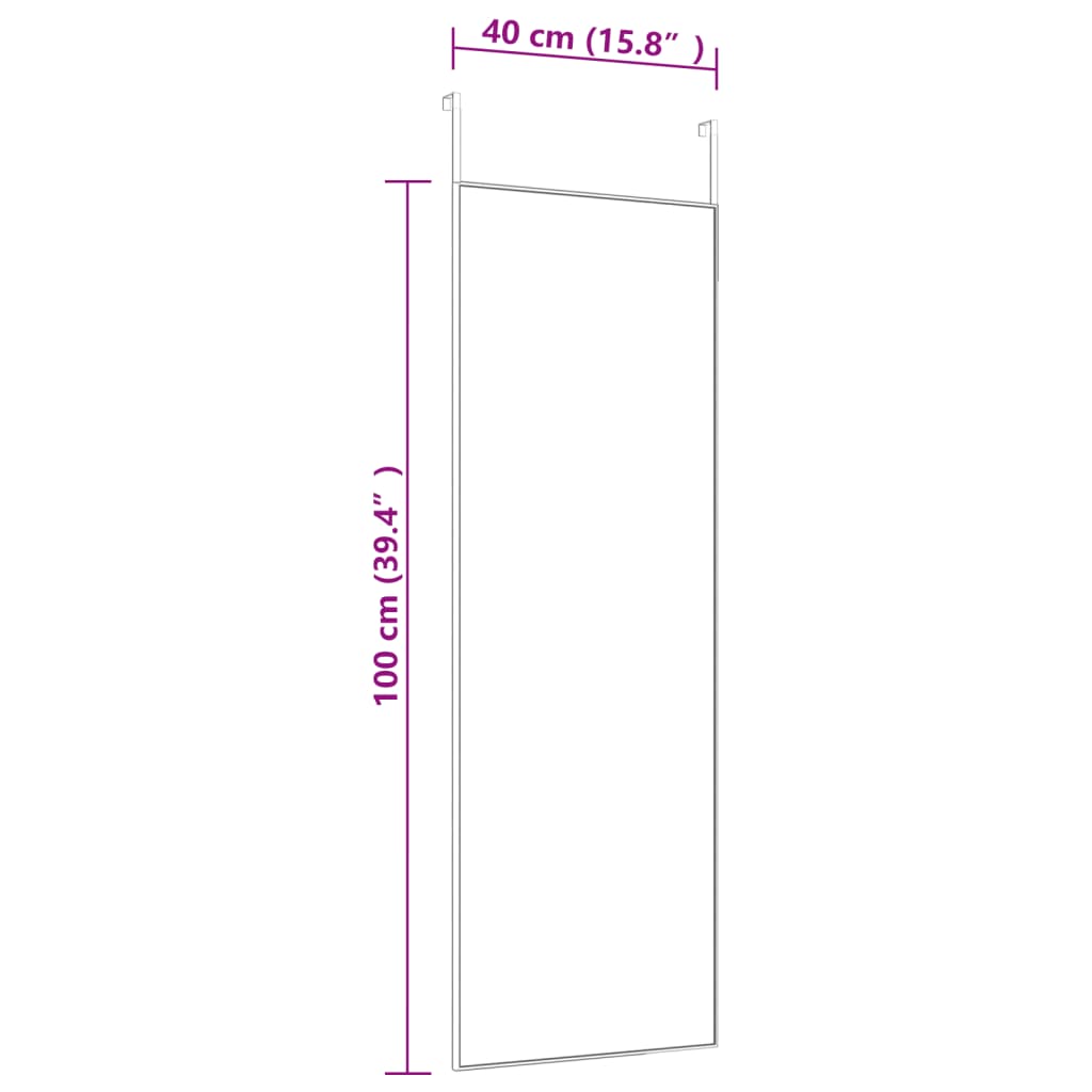 Miroir de porte 30x100 cm verre et aluminium