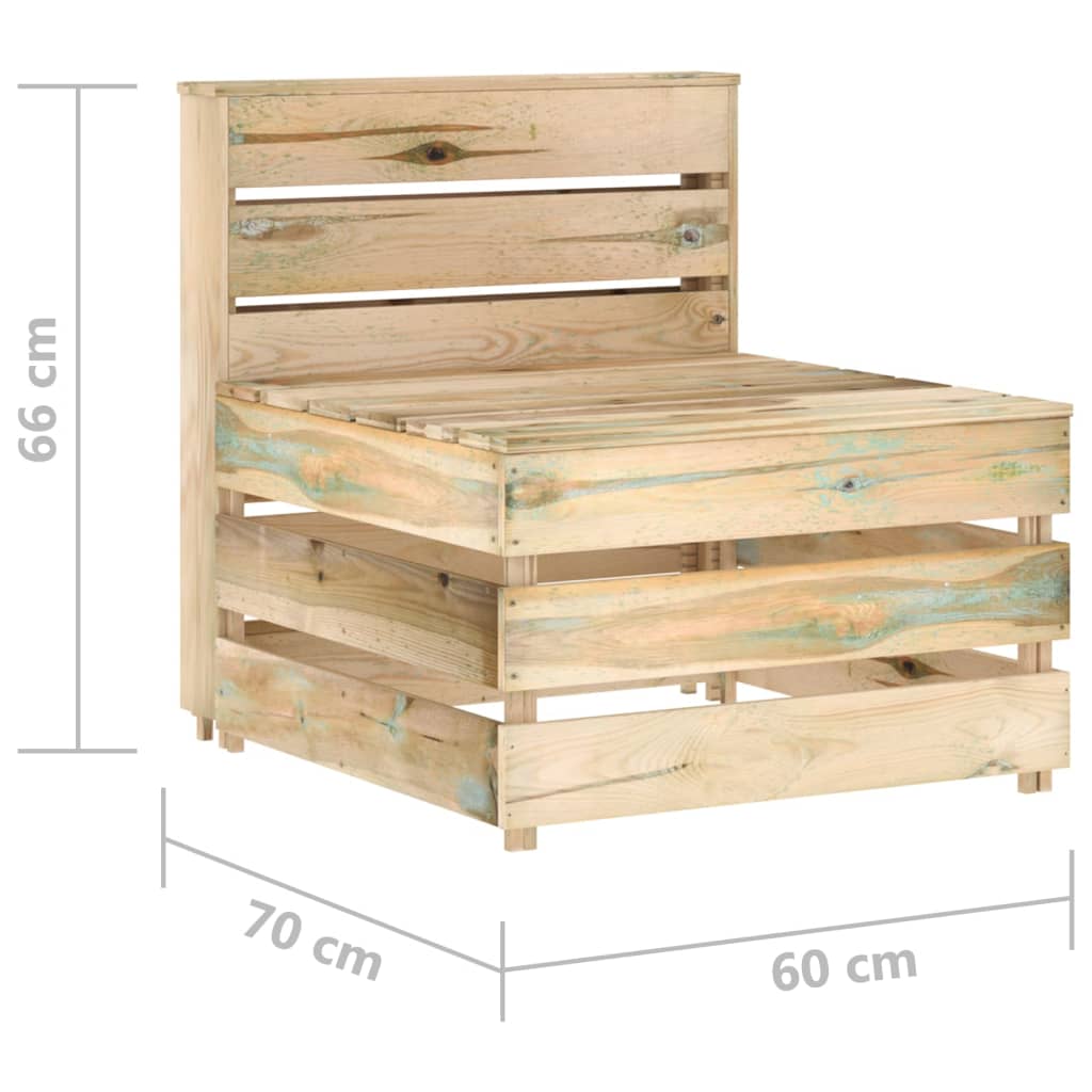 Ensemble de salon 3 pièces avec coussins en bois imprégné