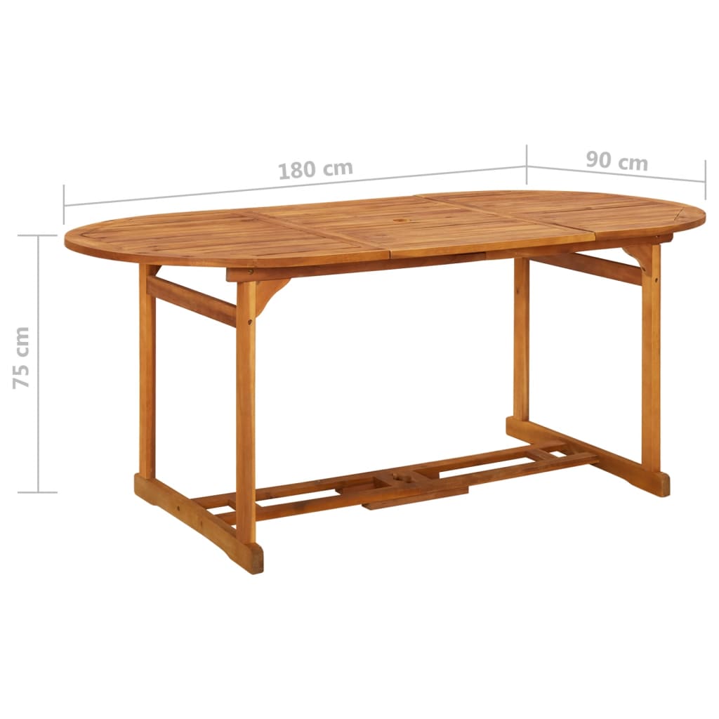 Table de jardin 220x90x75 cm en bois d'acacia massif