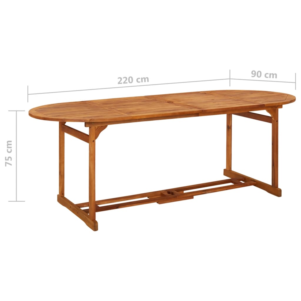 Table de jardin 220x90x75 cm en bois d'acacia massif