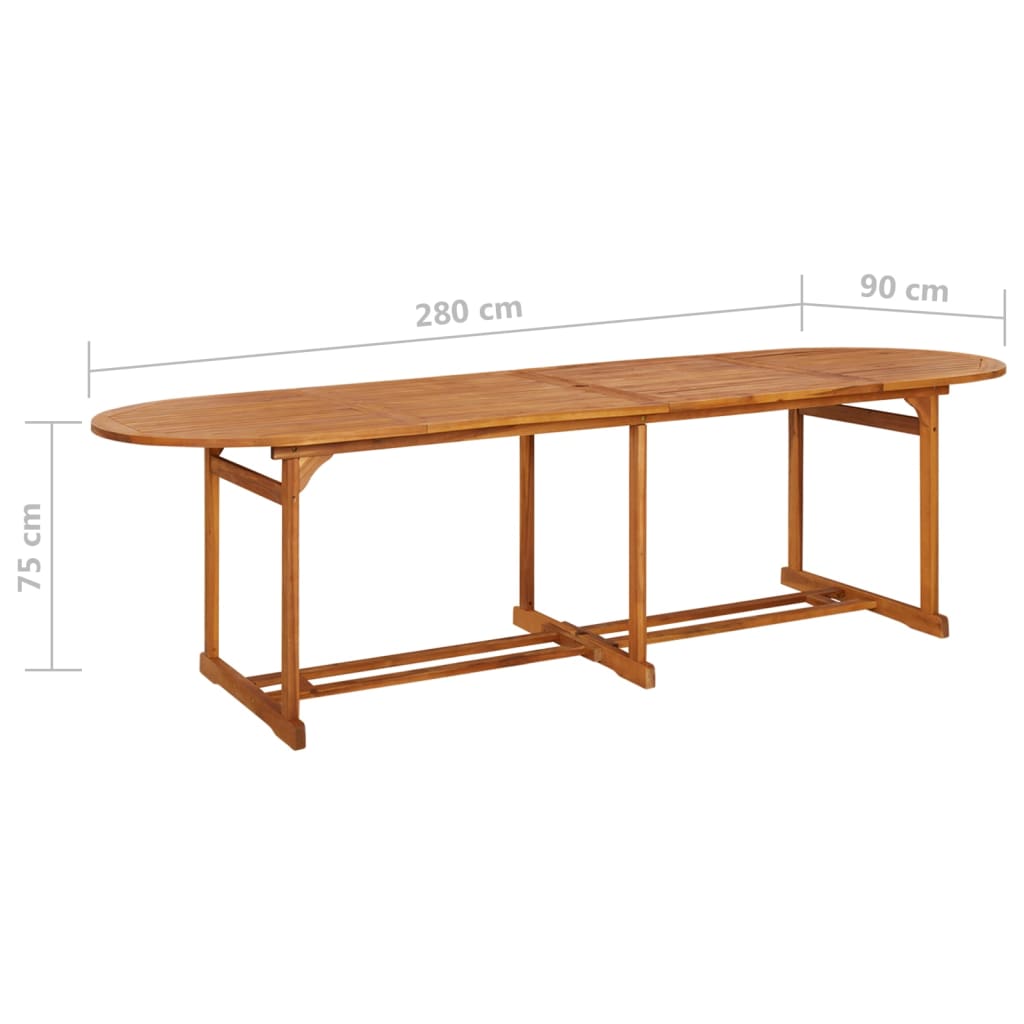 Table de jardin 220x90x75 cm en bois d'acacia massif