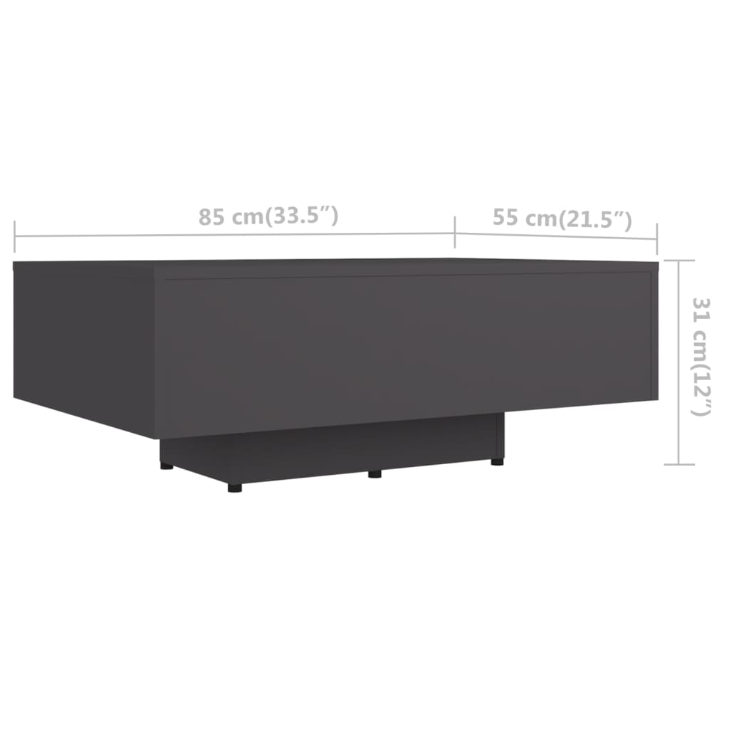 Table basse 100x49,5x31 cm en dérivé du bois, coloris chêne