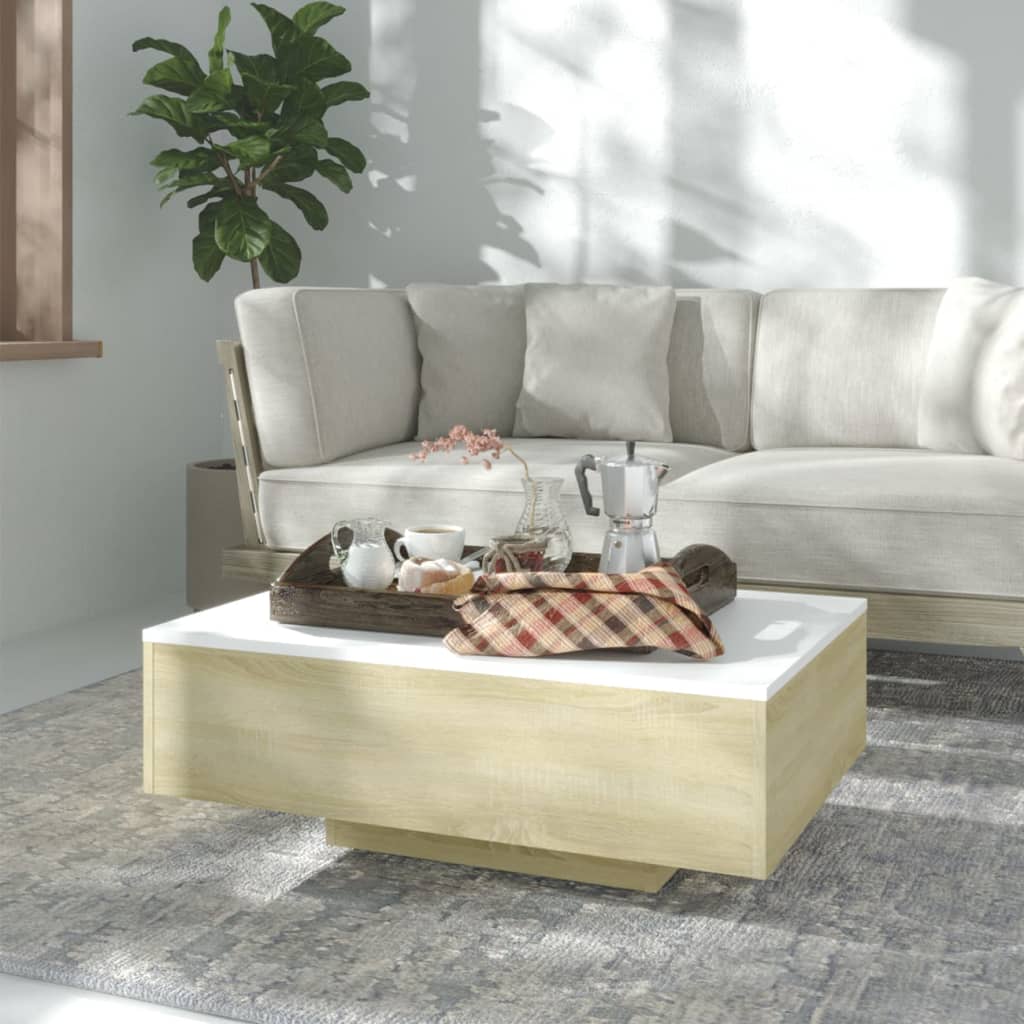 Table basse 100x49,5x31 cm en dérivé du bois, coloris chêne