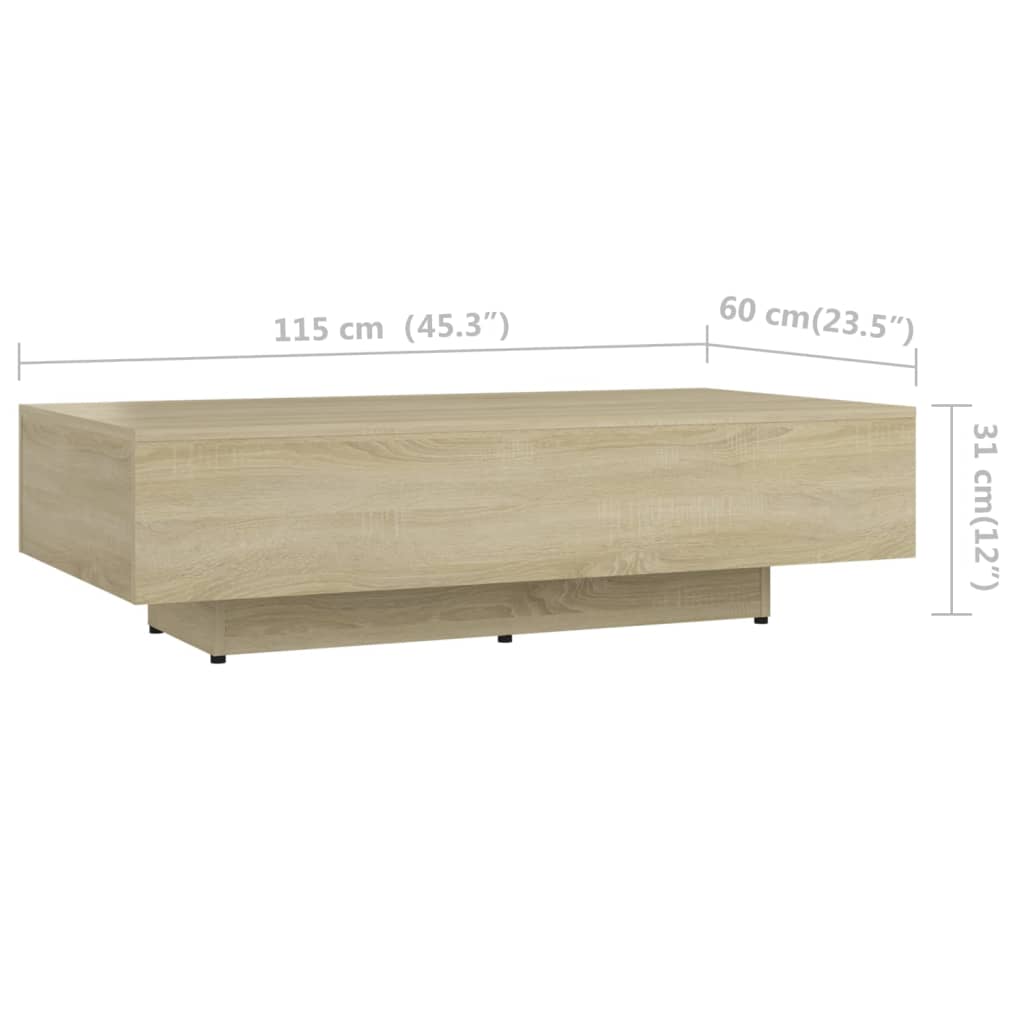 Table basse 100x49,5x31 cm en dérivé du bois, coloris chêne