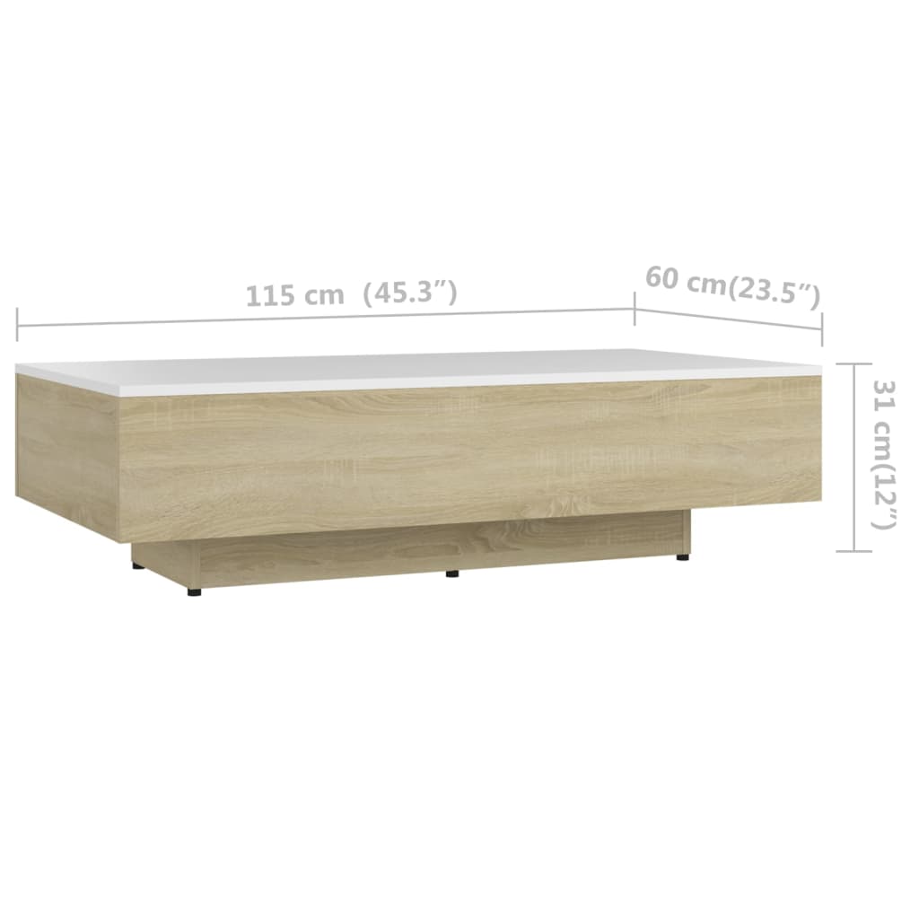 Table basse 100x49,5x31 cm en dérivé du bois, coloris chêne