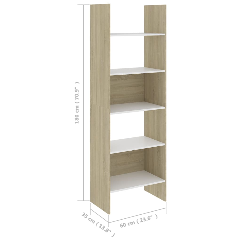 Boekenkast 60x35x180 cm bewerkt hout