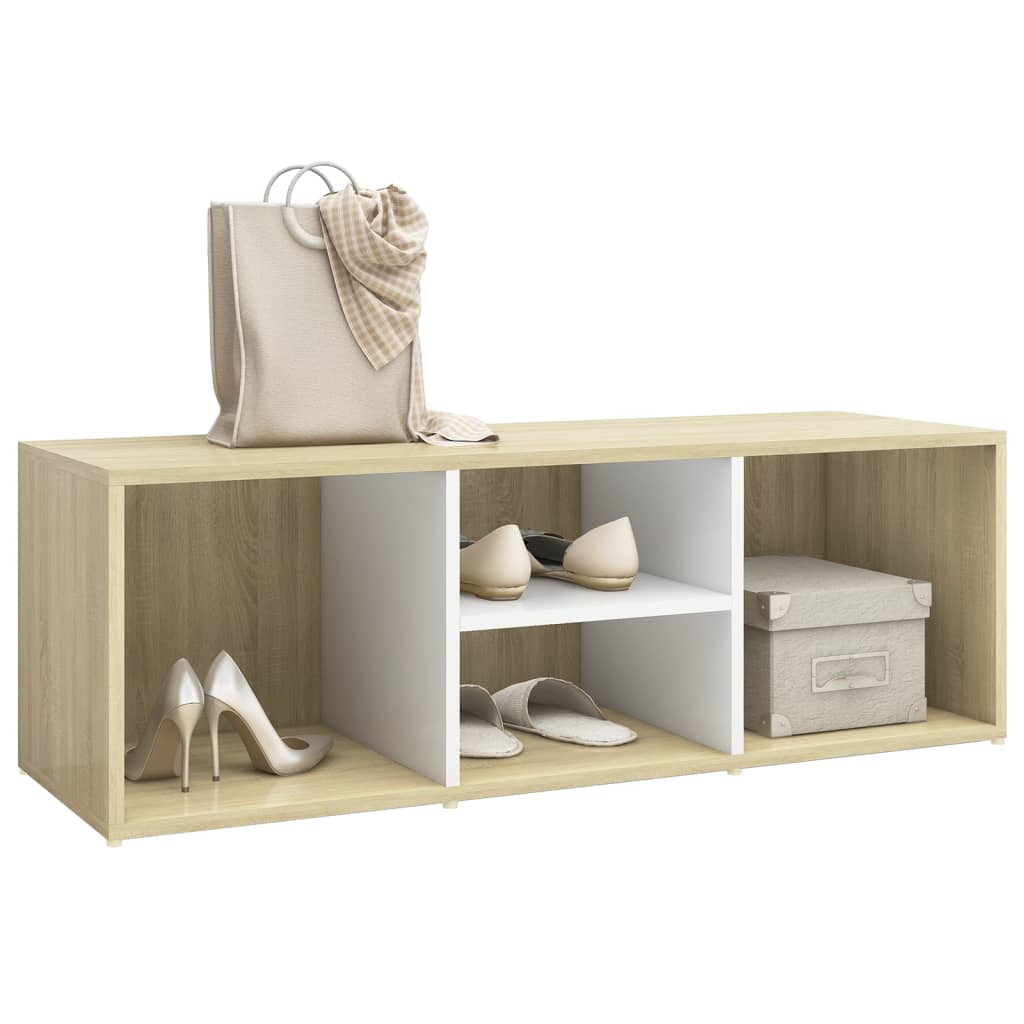 Banc rangement chaussures 105x35x35 cm bois travaillé