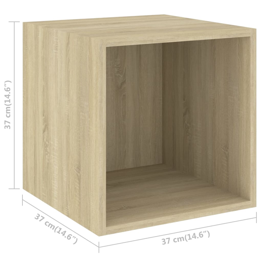 Wandkasten 4 st 37x37x37 cm bewerkt hout eikenkleurig