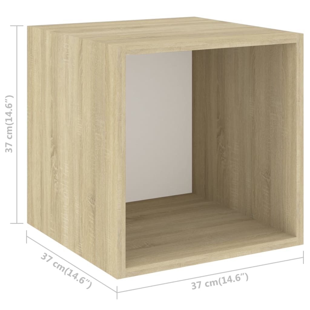 Wandkasten 4 st 37x37x37 cm bewerkt hout eikenkleurig