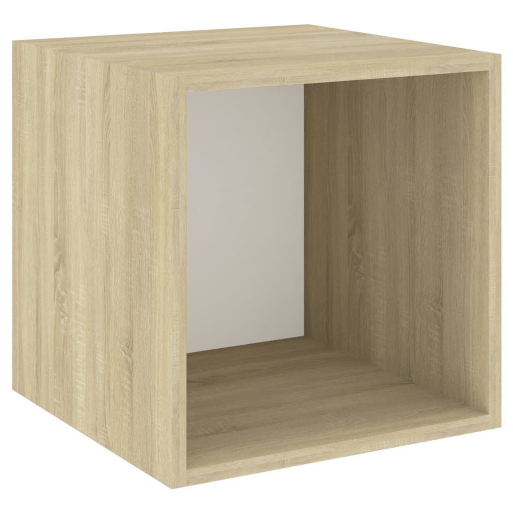 Wandkasten 4 st 37x37x37 cm bewerkt hout eikenkleurig