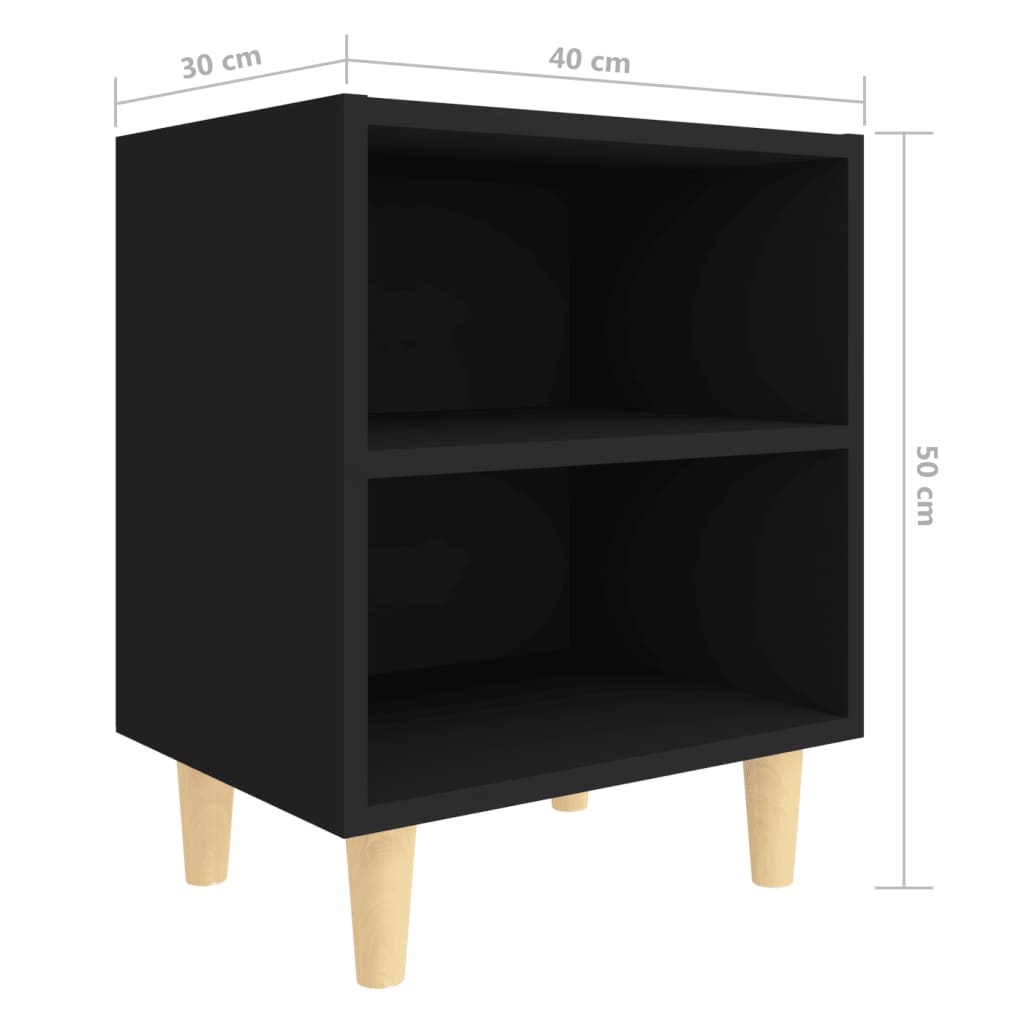 Table de chevet avec pieds en bois 40x30x50 cm