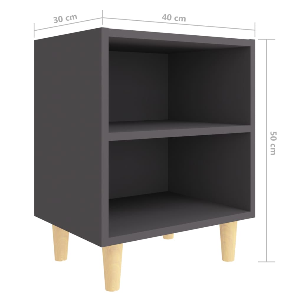 Table de chevet avec pieds en bois 40x30x50 cm