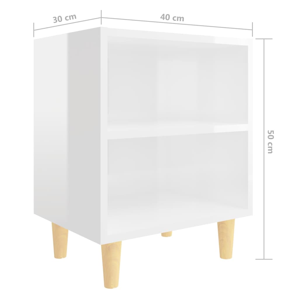 Table de chevet avec pieds en bois 40x30x50 cm