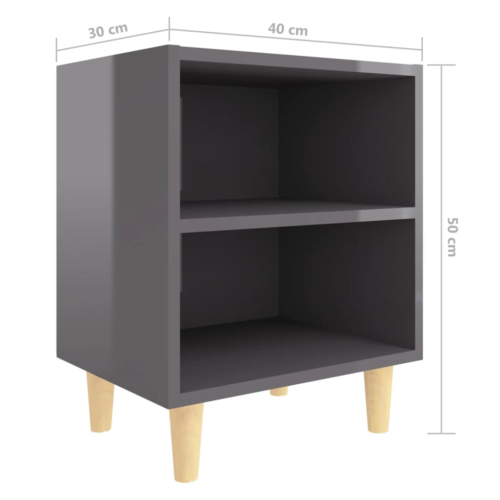 Table de chevet avec pieds en bois 40x30x50 cm