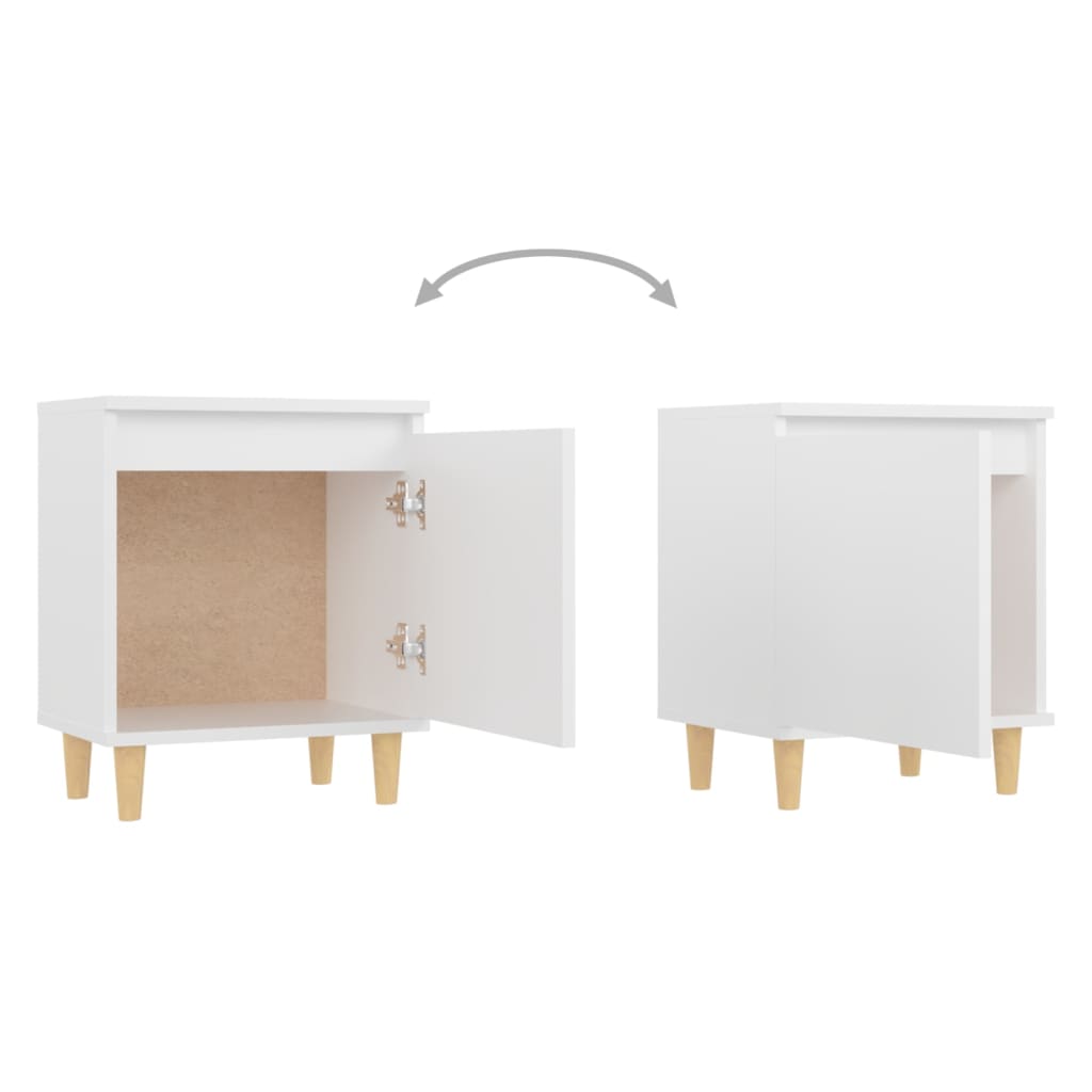 Tables de chevet 2 pcs avec pieds en bois 40x30x50 cm