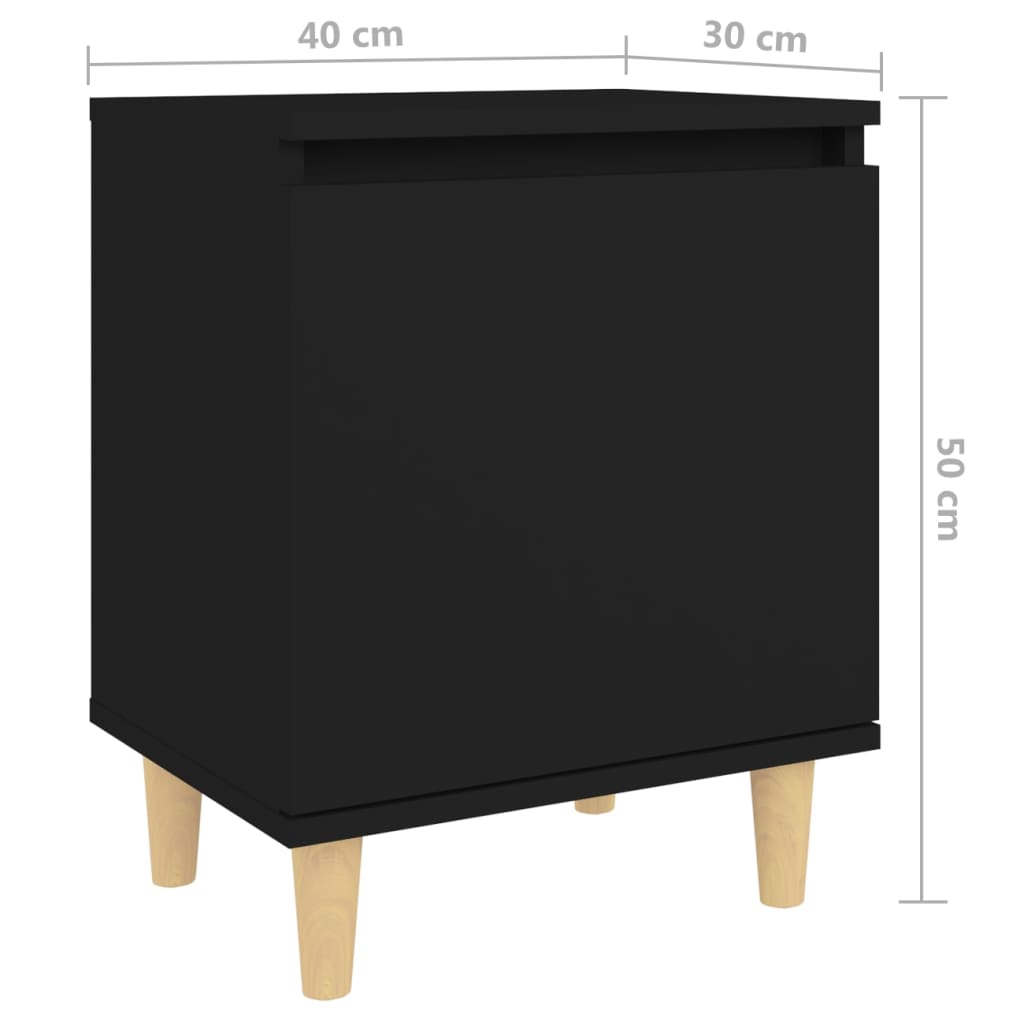 Tables de chevet 2 pcs avec pieds en bois 40x30x50 cm