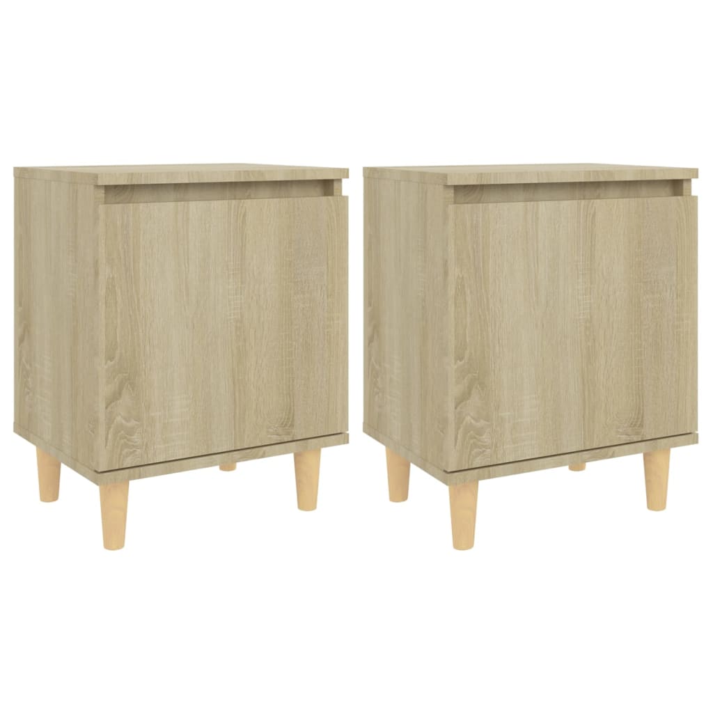 Tables de chevet 2 pcs avec pieds en bois 40x30x50 cm