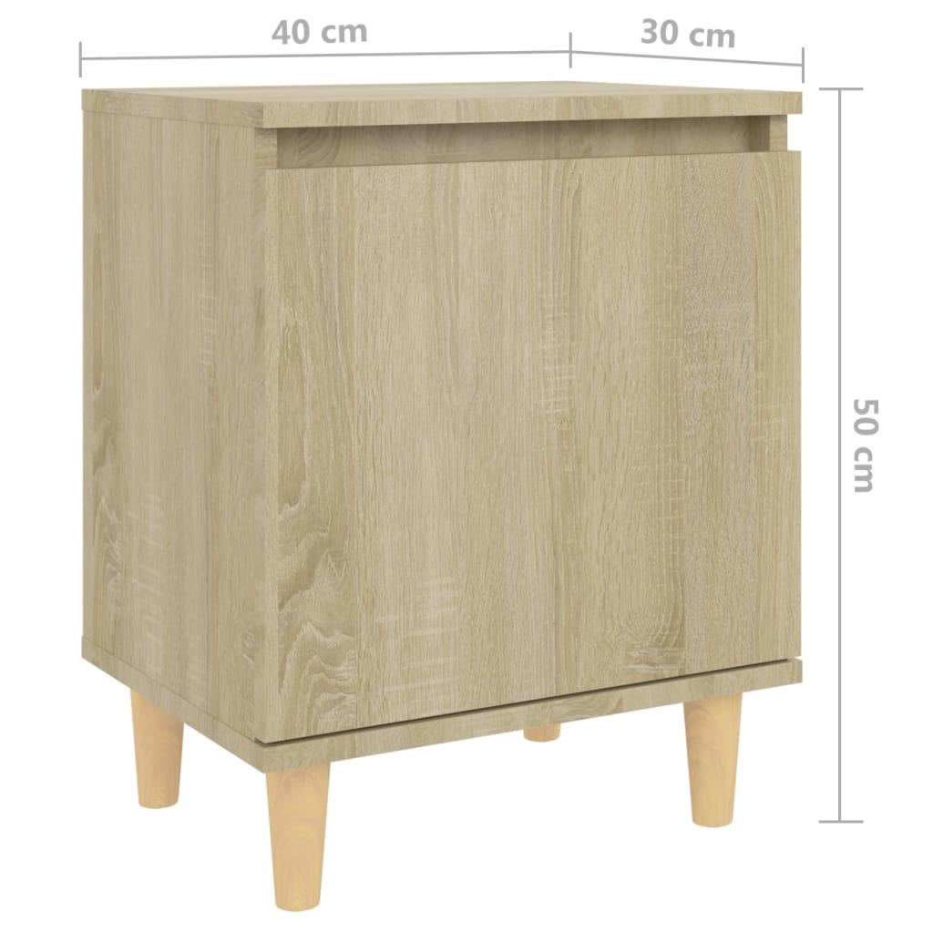 Tables de chevet 2 pcs avec pieds en bois 40x30x50 cm