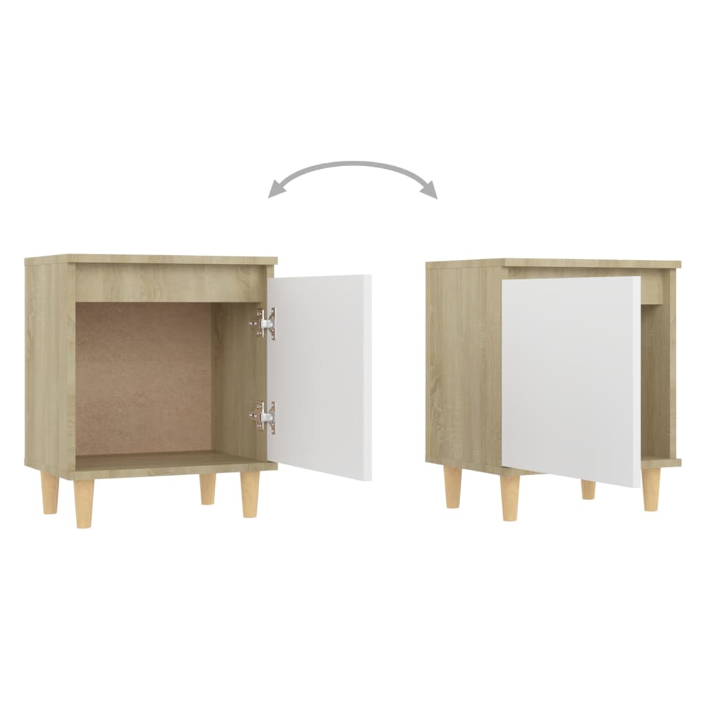 Tables de chevet 2 pcs avec pieds en bois 40x30x50 cm