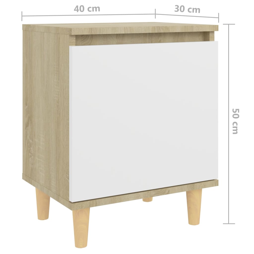 Tables de chevet 2 pcs avec pieds en bois 40x30x50 cm