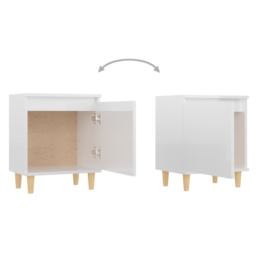 Tables de chevet 2 pcs avec pieds en bois 40x30x50 cm